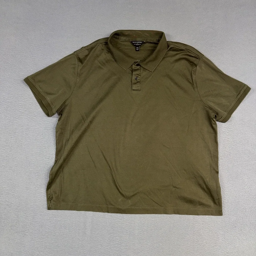 Banana Republic Polo Shirt Mens XXL Green Slim Fit Lux Touch Stretch Performance